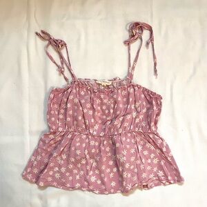 Pink floral flowy tank top
